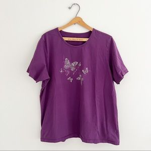Northern Reflections Purple Butterfly T-Shirt Size XL